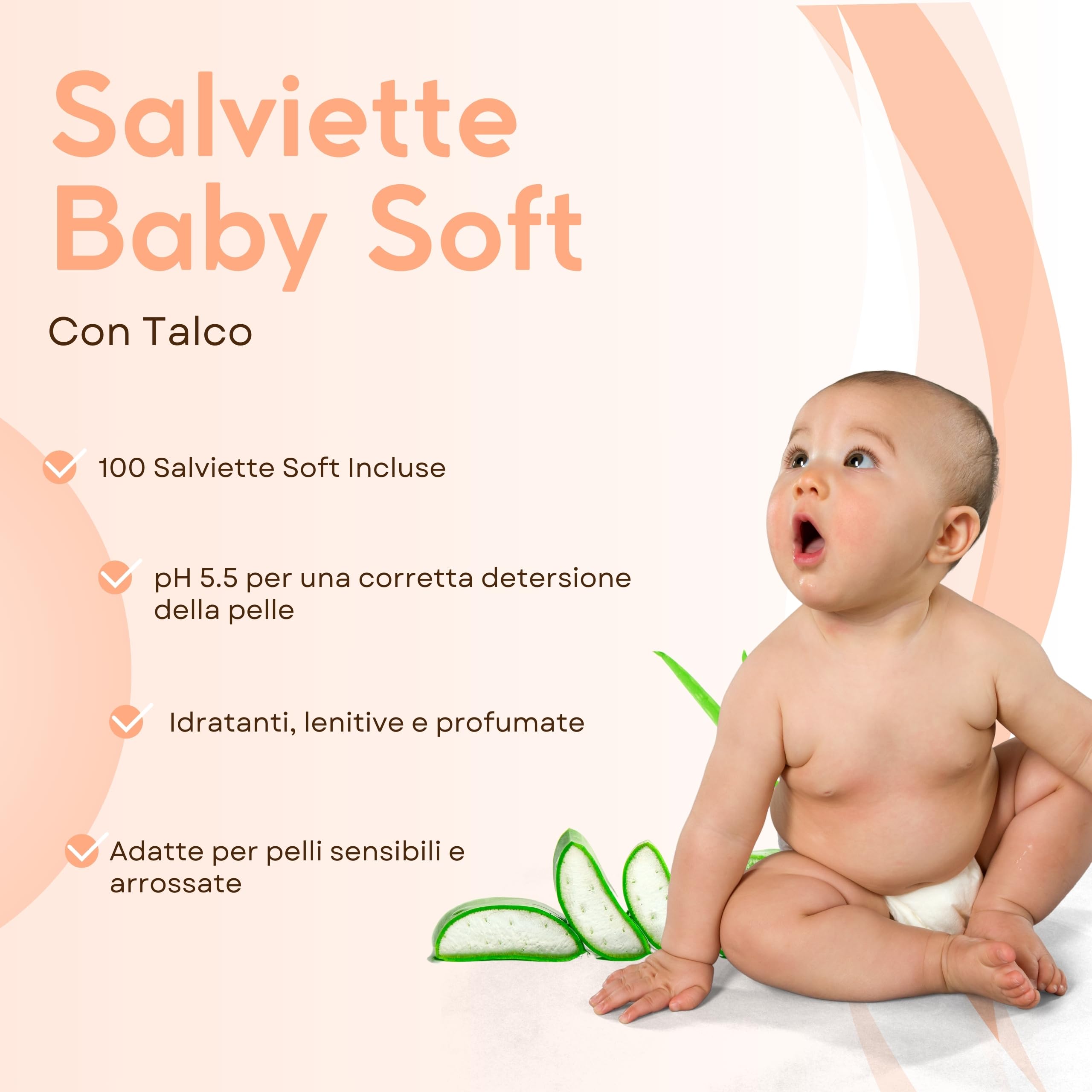 Babytücher mit Aloe, für empfindliche Haut, alkoholfrei, hautfreundlich, pH-Wert 5,5, sanft parfümiert, 1728 Stück (24 Packungen)