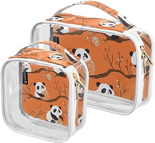 2 Pack Cartoon Cute Easter Egg Panda clear decorative toiletry bag large TSA approved water-resistant bags for women shaving essentials de maquillaje para