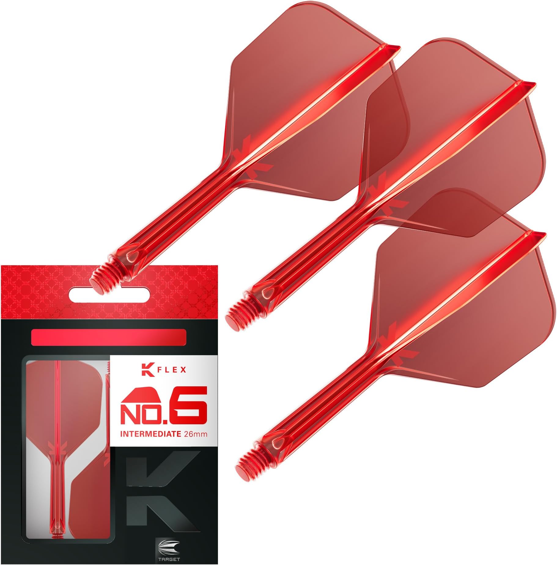 TARGET Darts K Flex Integrated Dart Flight and Shaft, No.6 | Pack of 3 K-Flex - No 6, Kflex Precision Moulded 2-in-1 Dart Flights and Dart Stem | Professional Dart Accessories