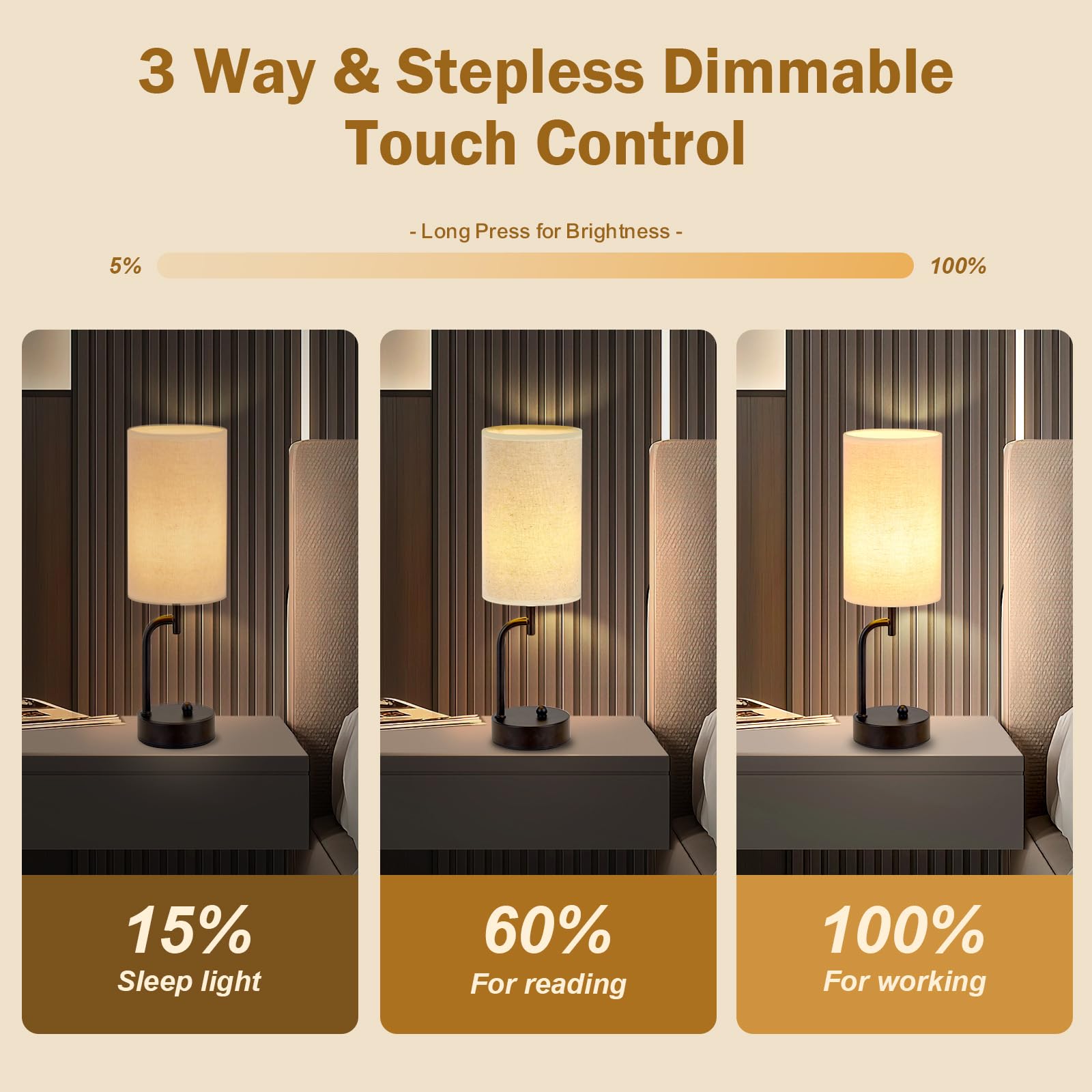 Lámpara De Mesa Inalámbrica Recargable - 2 Unidades, 5000 MAh, Táctil, 3 Niveles De Brillo, Soporte Para Móvil, Ideal Dormitorio