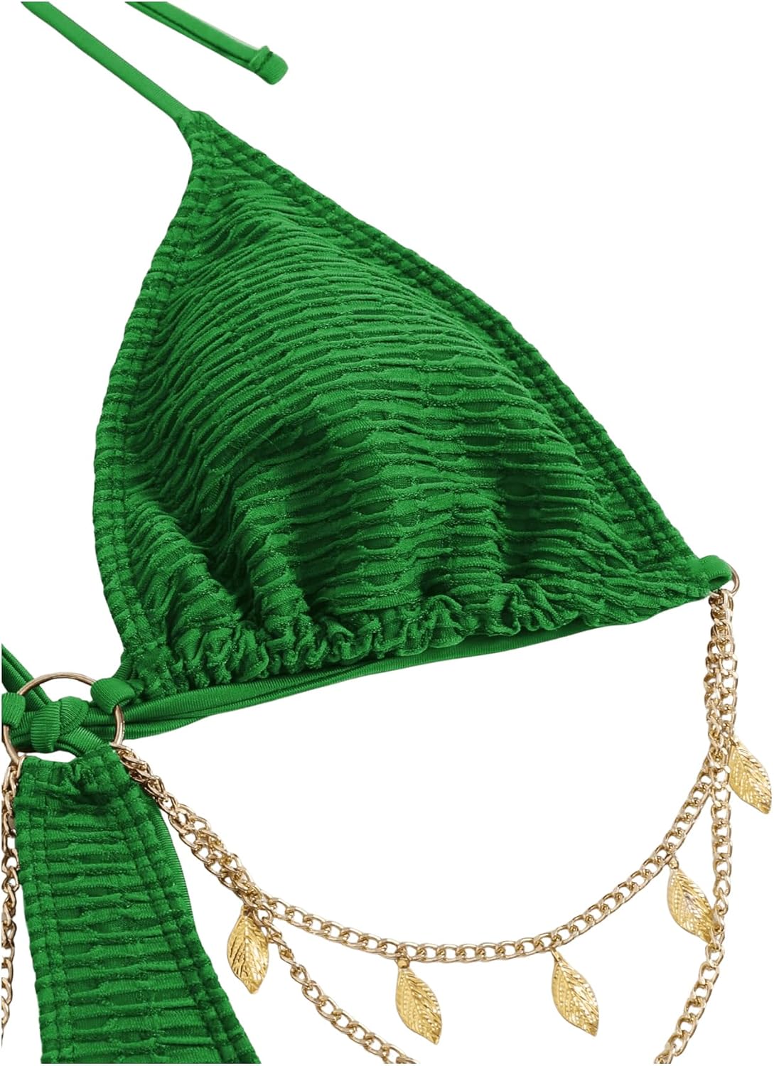 OYOANGLE Women's Chain Linked Cut Out Halter One Piece Swimsuit Tummy Control Bathing Suit - Image 4