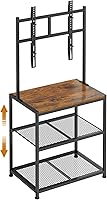 Cottage Charm 23-50 Inch Rustic Brown Corner TV Stand - Adjustable Floor Stand with 3 Storage Shelves for Small Spaces, Apartments & Bedrooms