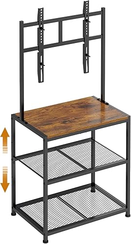 Soporte de TV de esquina pequeño de piso de 23 a 50 pulgadas con estantes de almacenamiento para sala de estar y dormitorio, soportes de televisión