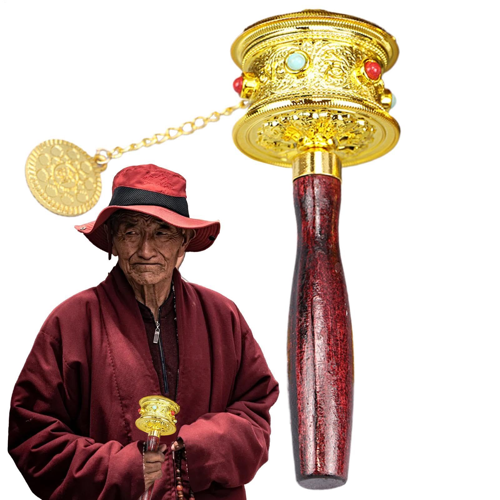 Ruota Di Preghiera A Mano - Ruota Di Preghiera Buddista Tibetana, Strumento Di Meditazione Portatile, Cilindro Di Mantra Sacro, Dispositivo Di Benedizione Religiosa | Strumento Portatile Per La Pratic