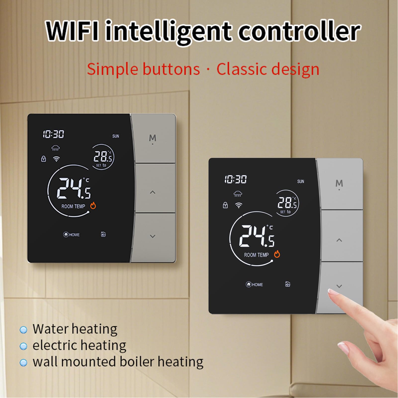 Smartes Thermostat, Programmierbarer Fußbodenheizungsregler mit 16 A 3200 W Last für Elektrische Heizkabel, Mattenheizungen, 90–240 V Temperaturregelung
