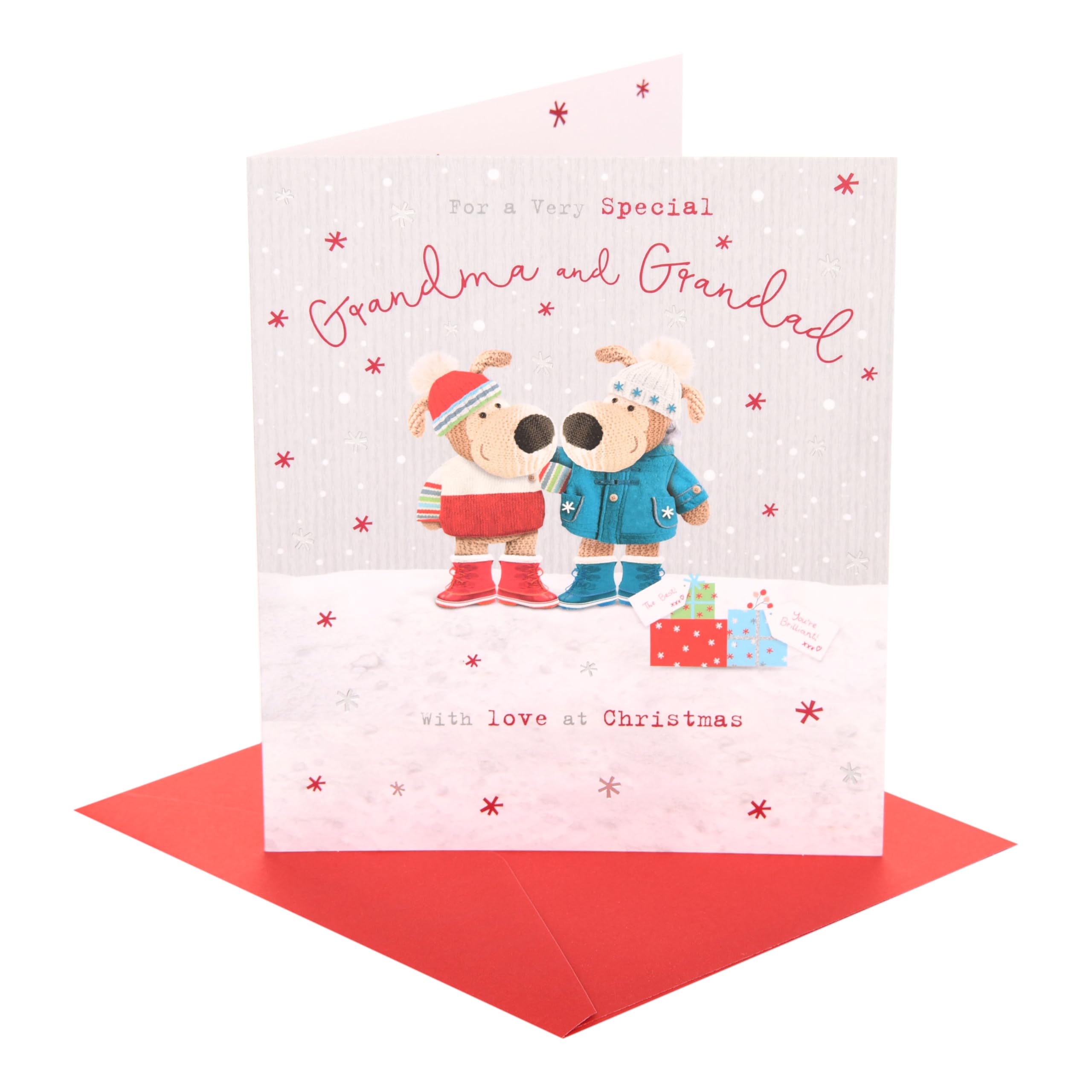Boofle | Christmas Card for Grandma & Grandad | Xmas Presents | Her/Him | Cute Design | With Envelope | 18.4 x 15.9 cm