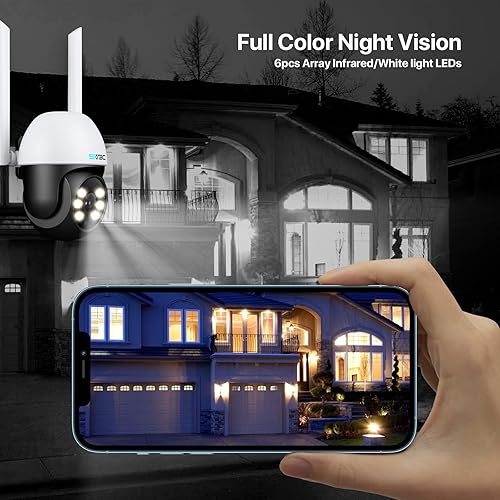 Miniatura 4 de SV3C Paquete de 2 cámaras de seguridad PTZ para exteriores, cámara IP WiFi de inclinación panorámica 1080P, cámara de seguimiento automático 360,