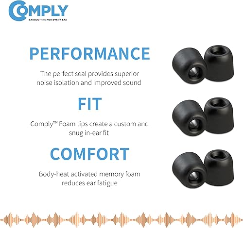 Miniatura 2 de Comply Almohadillas para oído de espuma Premium -almohadillas aislamiento T-100(Negro, 3pares, tamaño grande) S Negro