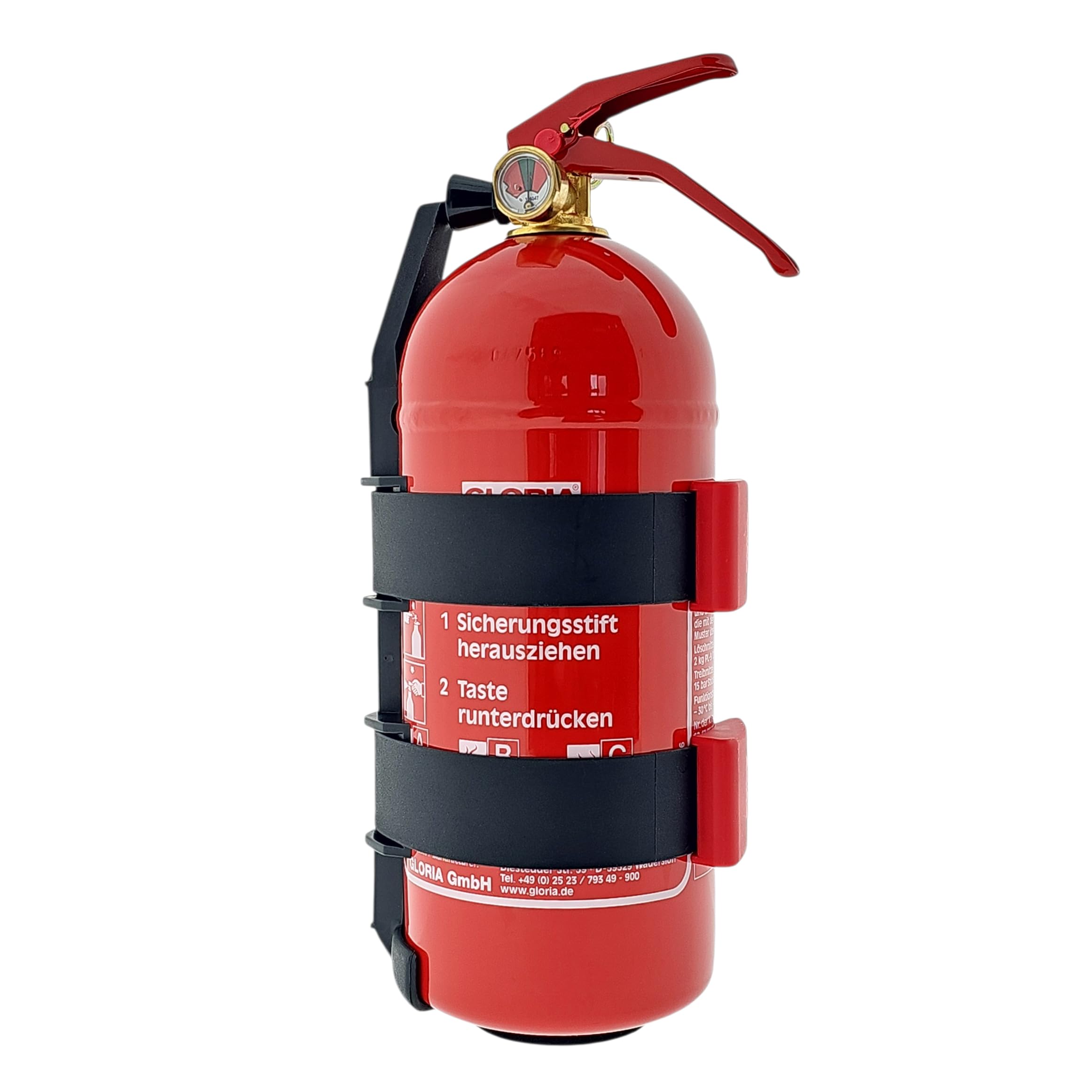 Gloria PD2GAM Extincteur à poudre avec manomètre 2 kg Classe d'incendie : A, B, C Contenu : 1 pièce