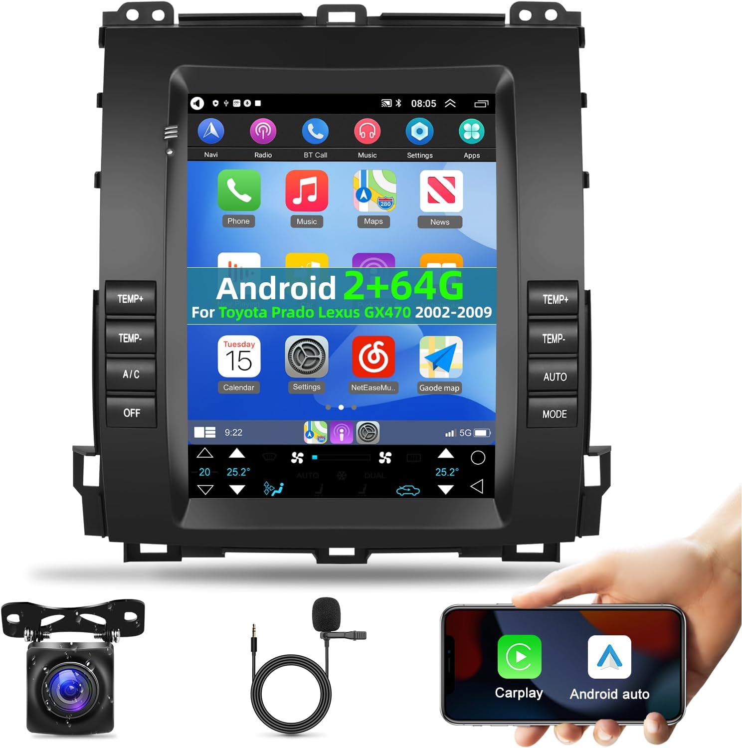 [2+64G] Car Radio for Lexus GX470 Toyota Prado 20022009