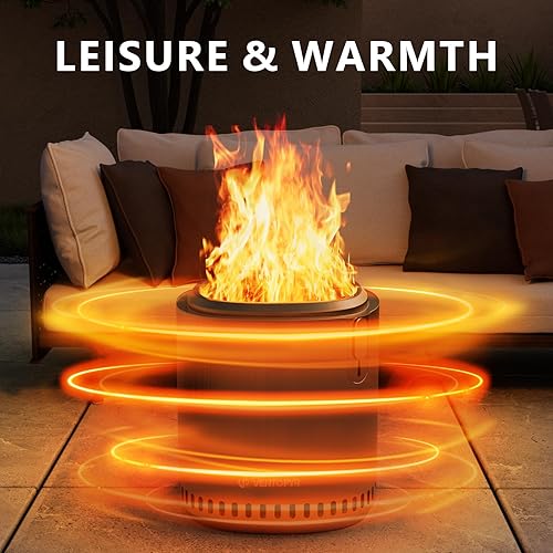 Miniatura 3 de Pozo de fuego sin humo, estufa de acero inoxidable con potencia de fuego ajustable, bandeja de cenizas extraíble, mesa de fuego portátil para