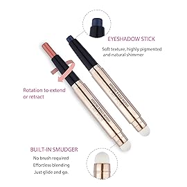 Enfuntins Cream Eyeshadow Stick, Long-Lasting, Crease-Proof Eyeshadow with Built-in Smudger Eye Shadow Midnight Blue