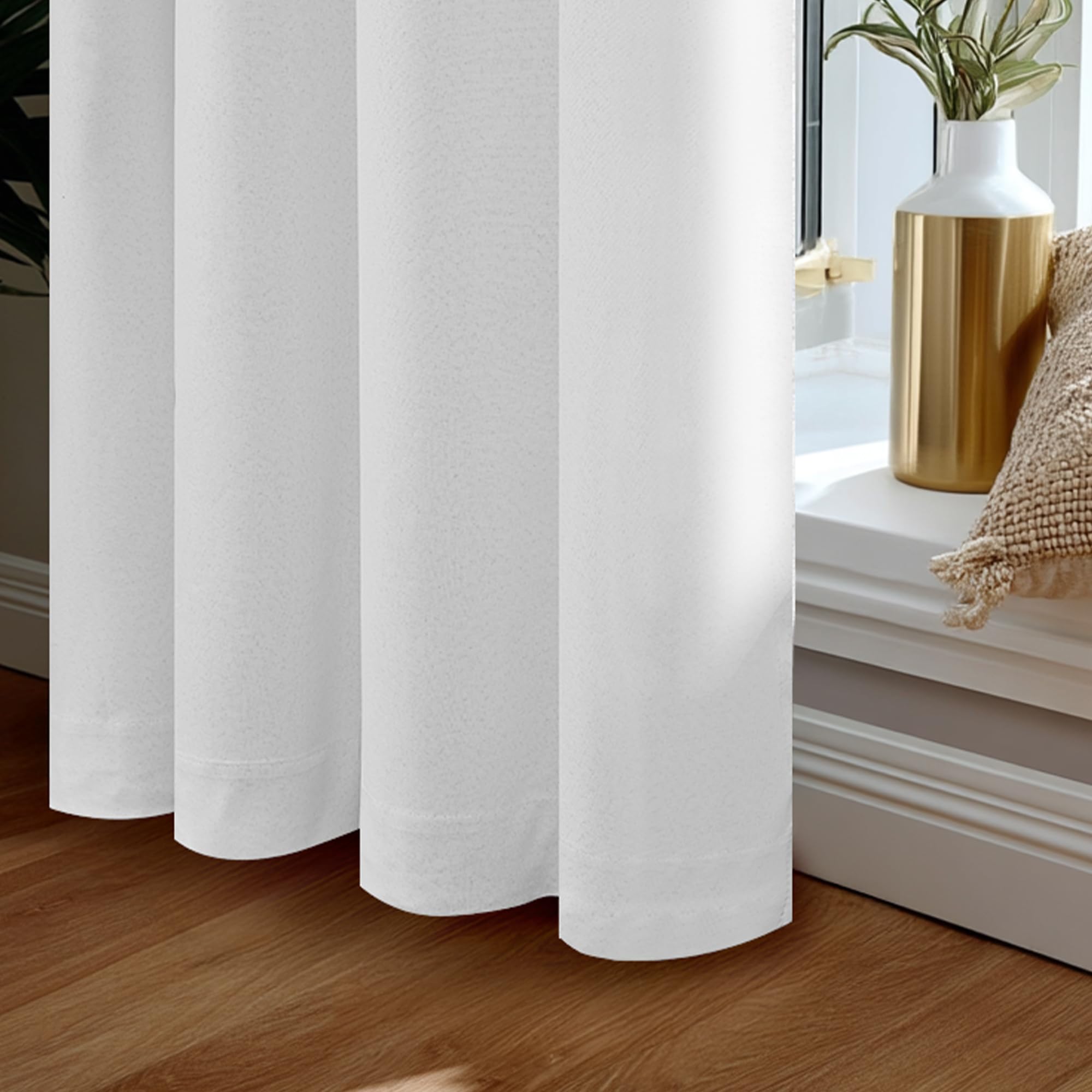 Deconovo Tende per Interni Oscuranti 100% con Occhielli – Set di 2 Tende Termiche Isolanti in Tessuto Effetto Lino, 140x290 cm, Grigio Perla, per Camera da Letto e Soggiorno
