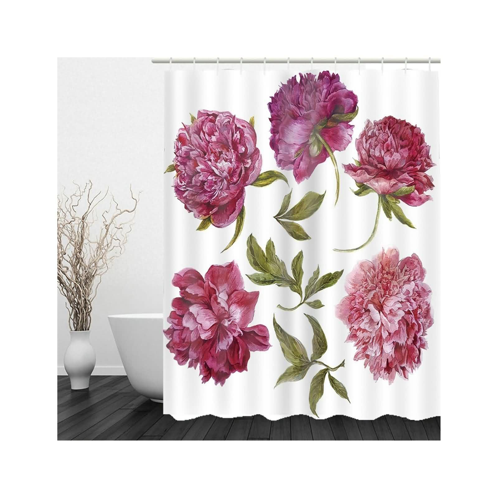 Rideau de salle de bain pivoine violette pour une ambiance spa