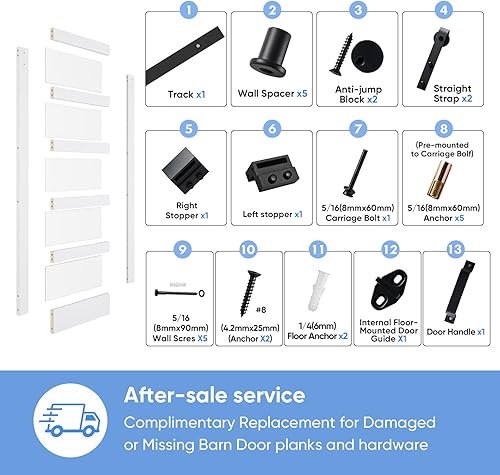 Miniatura 2 de ARKHJEM 2 puertas dobles de granero 36 x 84 pulgadas puertas de granero de vidrio esmerilado para bricolaje 5 celosías de vidrio transparente fácil