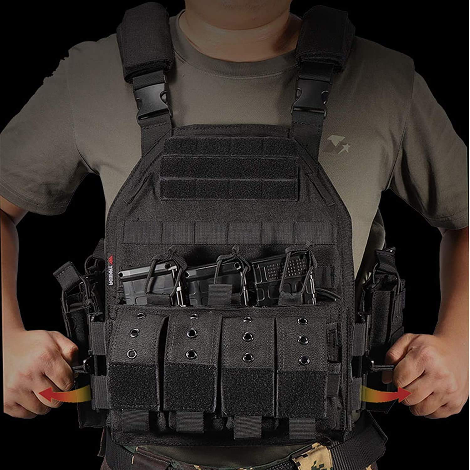 YAKEDA プレートキャリア ブラック Amazon.com : vAv YAKEDA CAMO Tactical Outdoor Carrier Vest (Black