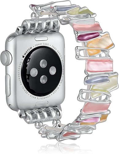 Miniatura 8 de JimBird - Correas elásticas compatibles con Apple Watch de 1.49, 1.57, 1.61, 1.65, 1.73 y 1.73 pulgadas, correa elástica de joyería compatible con