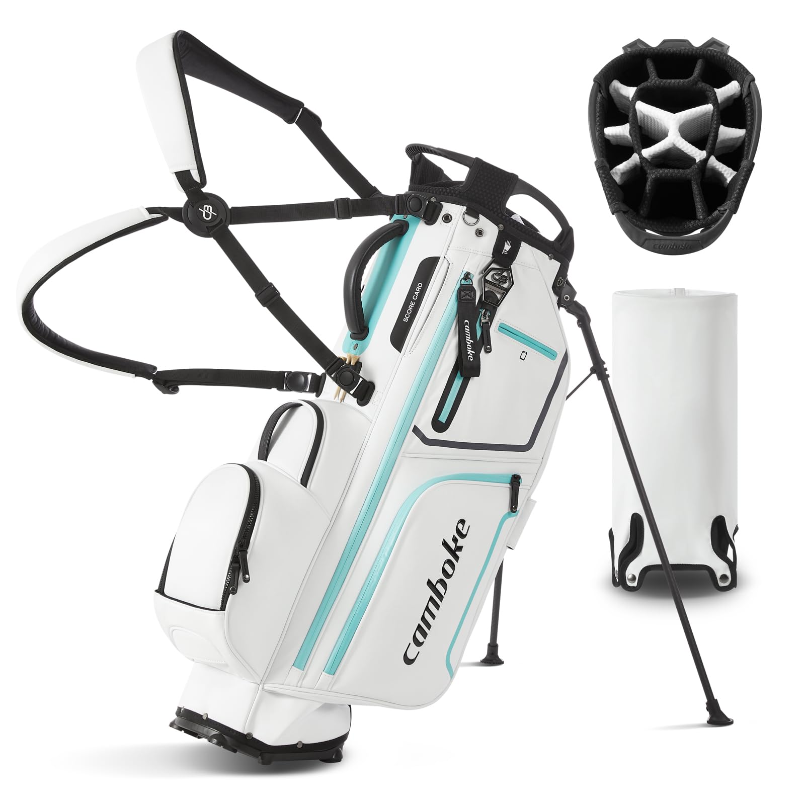 Lightweight Golf Stand Bag for Women & Men - PU Leather & Carbon Fiber Legs | 14-Way Full Dividers, Waterproof Zipper, 10+ Pockets