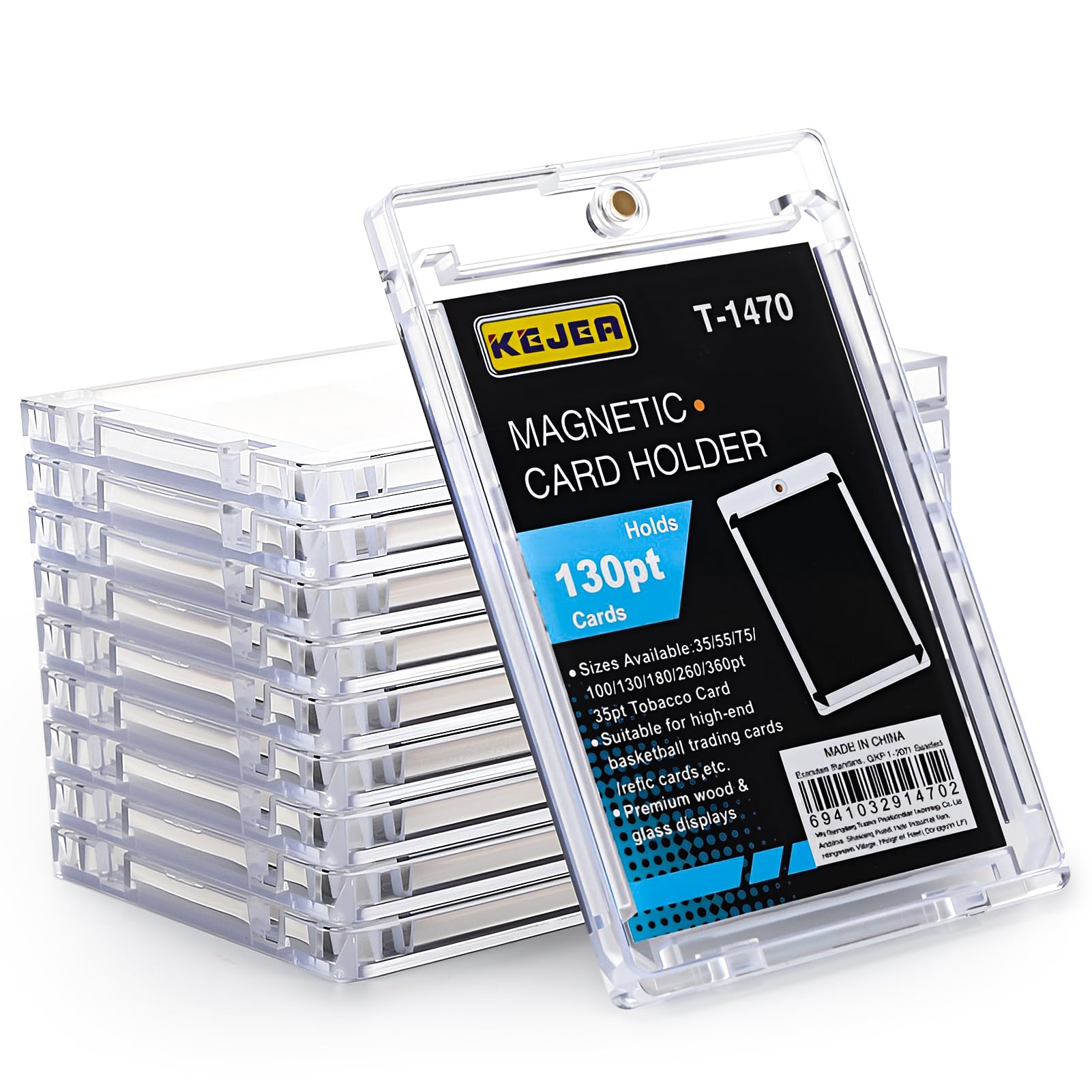 130PT Magnetic Card Holder, 10 Pack Magnetic Trading Card Holders, Hard Protective Game Card Storage Case with UV Protection Transparent โ image 1
