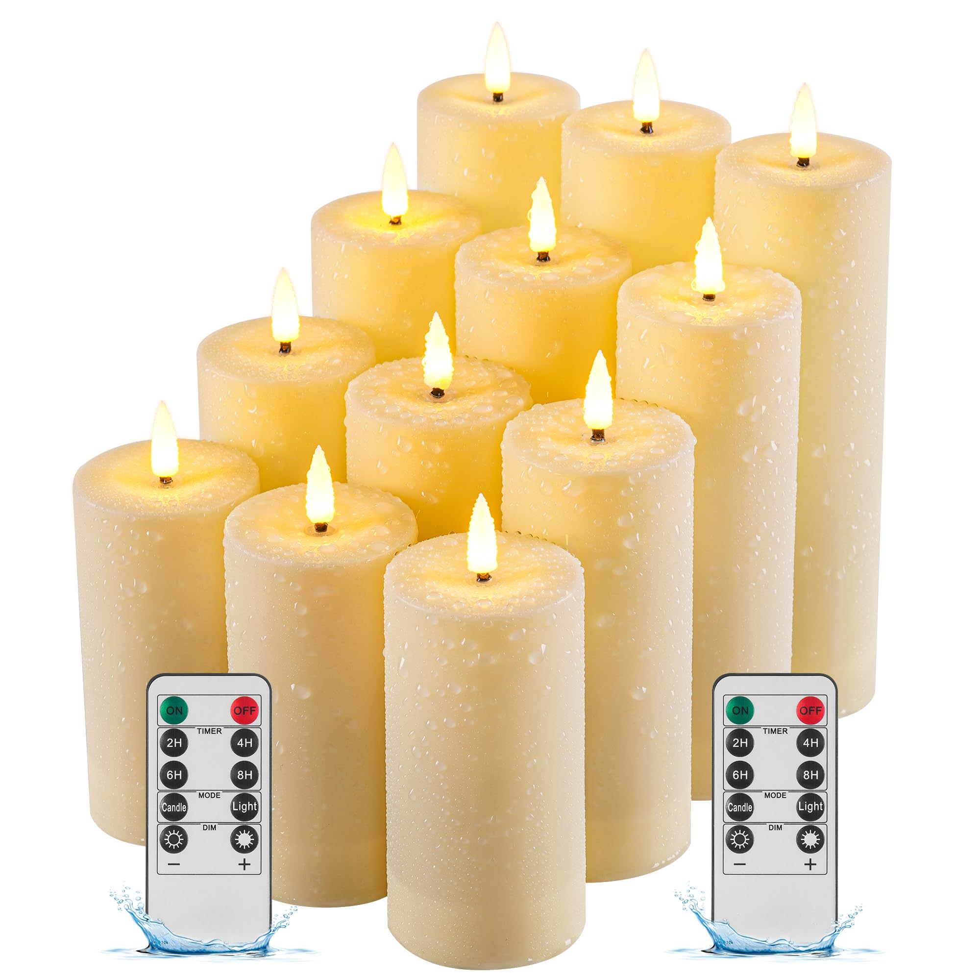 Da by 12 Pack Candela senza fiamma LED impermeabile per esterni con timer remoto, candela a colonna LED lampeggiante realistica per matrimoni, festival, decorazioni per esterni e casa'