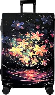 Luggage Cover Washable Suitcase Cover Suitcase Protector Anti-scratch Fits 22-24 Inch Luggage (River Flower, M)