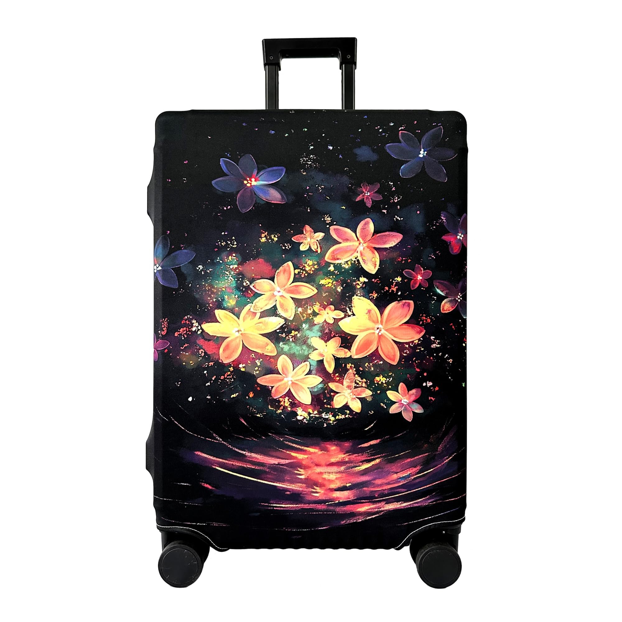 Luggage Cover Washable Suitcase Cover Suitcase Protector Anti-scratch Fits 22-24 Inch Luggage (River Flower, M)