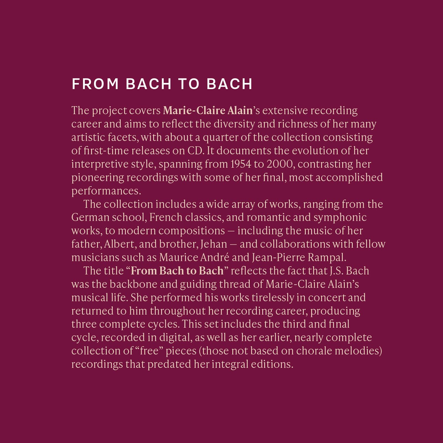 From Bach to Bach - the Organist of the Century