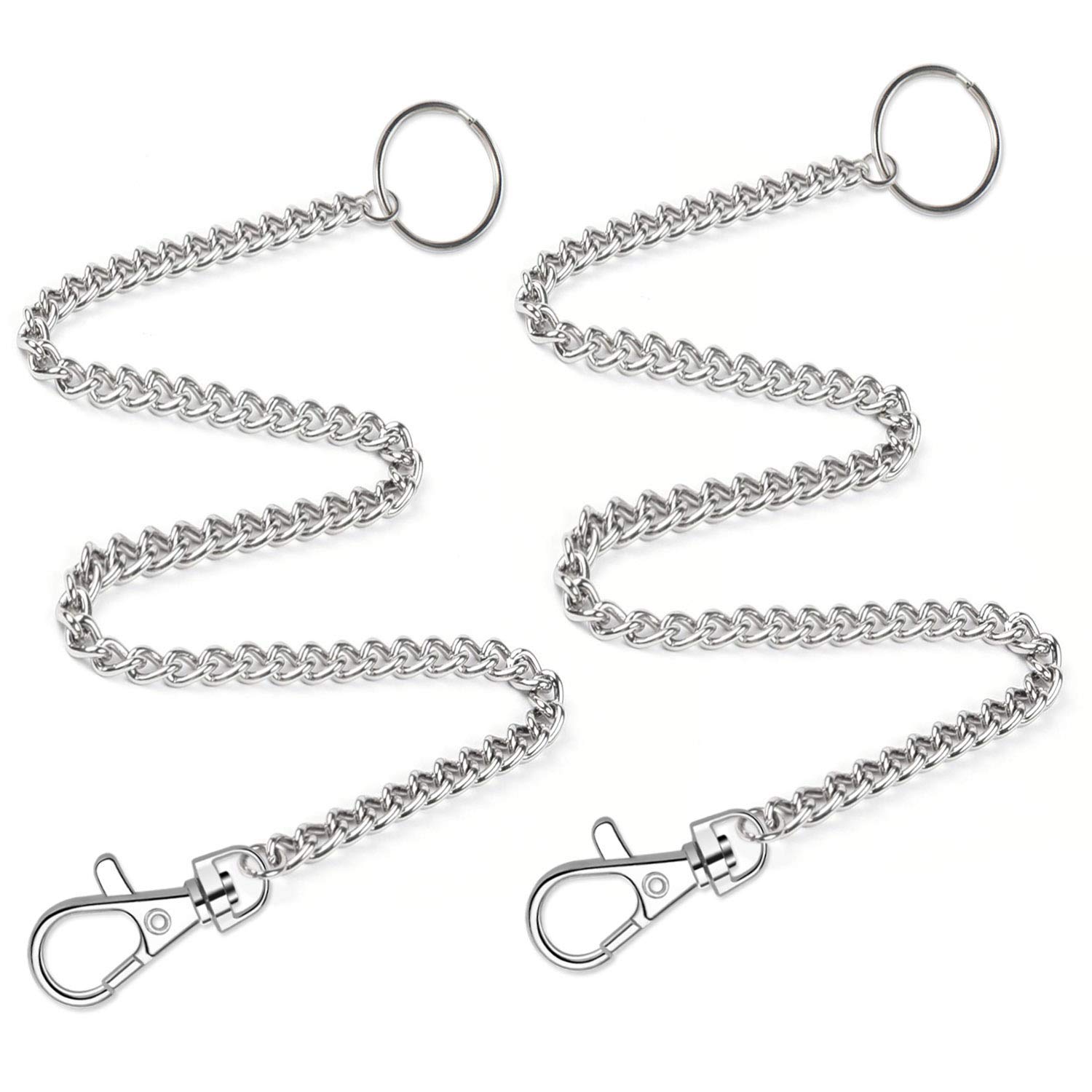 anezusAenezus 2Pcs Chain Belt Set, Wallet and Pants Chain with Keyring for Jeans and Keys (16” & 18”)