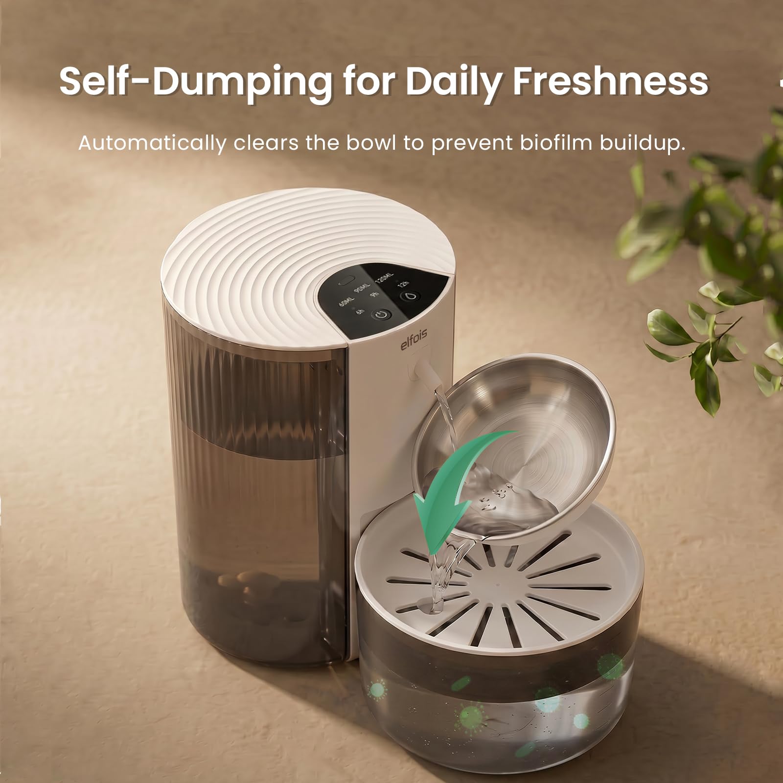 Fuente de agua para gatos sin filtro, dispensador de agua recargable inalámbrico para mascotas con gran capacidad de 3 litros, tanques de agua limpios y sucios, cuenco de acero inoxidable para