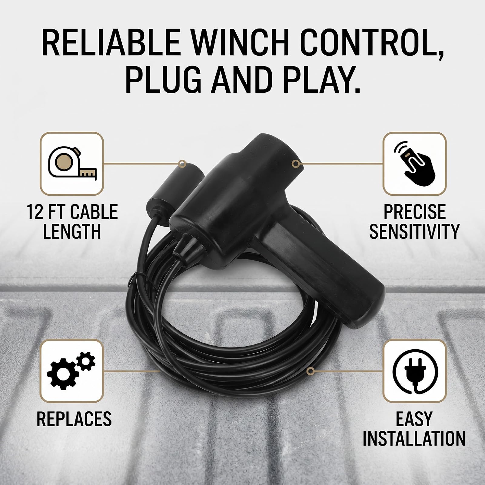 Cryfokt Winch Remote Control, 3.65m Wire Length