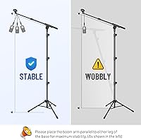 Vista 8 de CAHAYA Soporte de Micrófono de Piso Ajustable - Soporte de Micrófono con Trípode y Brazo Articulado con Bolsa de Transporte, 2 Clips de Micrófono