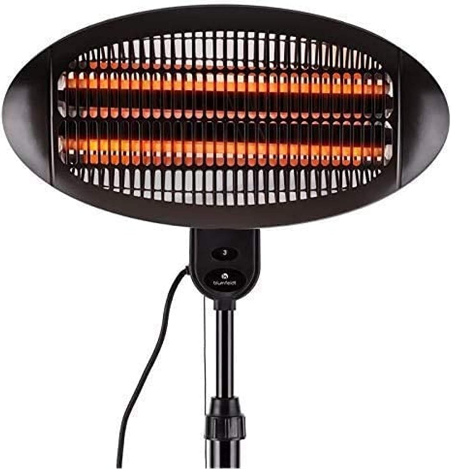 Heater Electric Outdoor Heater Free-Standing Radiant Heater Infrared Heater IPX4 3 Quartz Heating Tubes 3 Settings: 650 1300 or 2000 W Range: up to 15 m? Telescopic Base Black