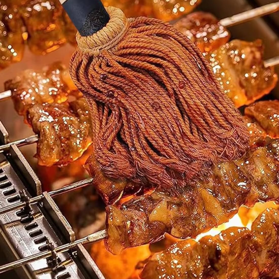Spazzola da cucina 2 pezzi, Testine di ricambio extra, Professionale, Accessori per barbecue, Mocio in legno per salse e marinate, Spazzola da cucina, Spazzola da cucina in silicone