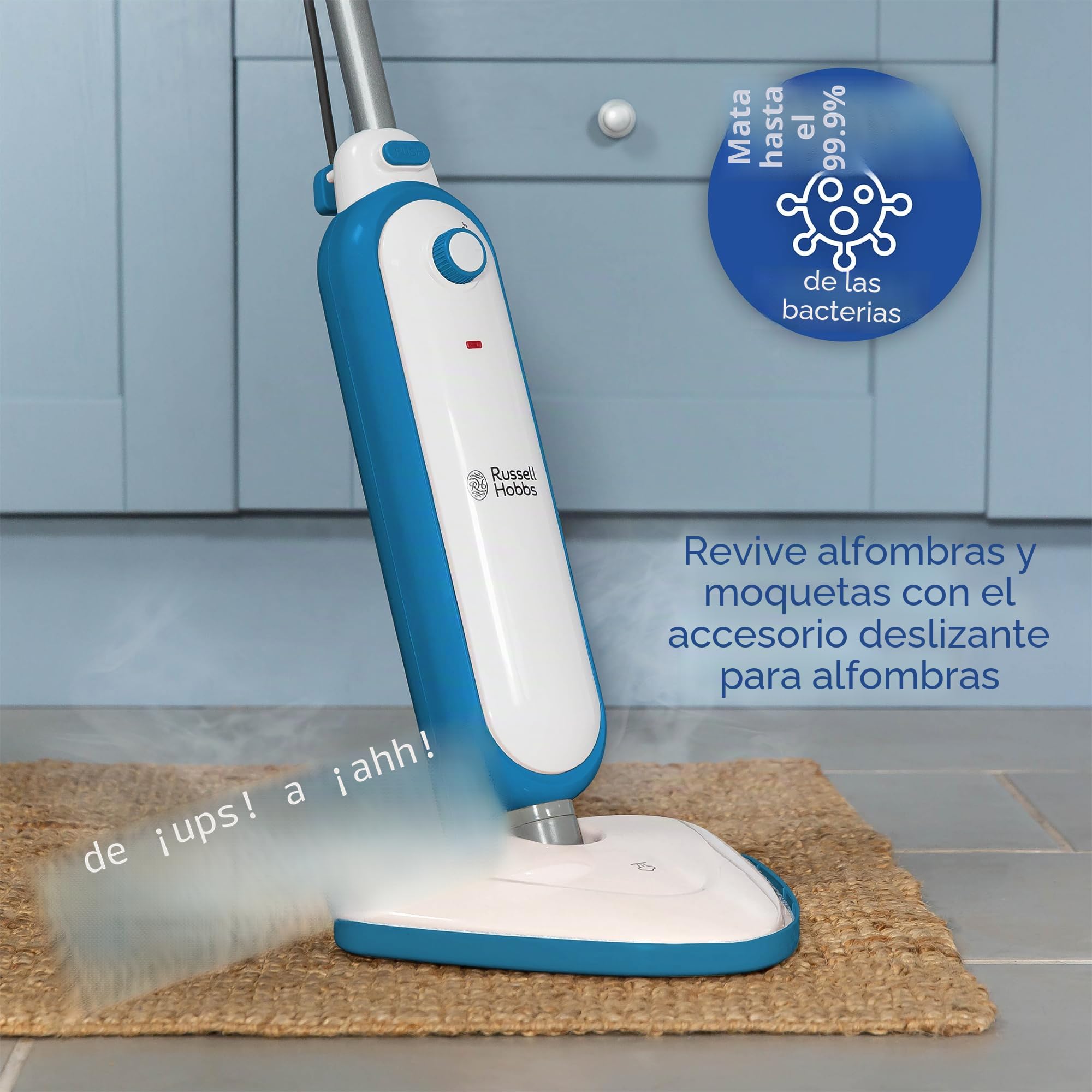 Russell Hobbs Mopa de vapor vertical, 1,4 kW, 380 ml, 30 seg, 15 min, suelos duros y azulejos