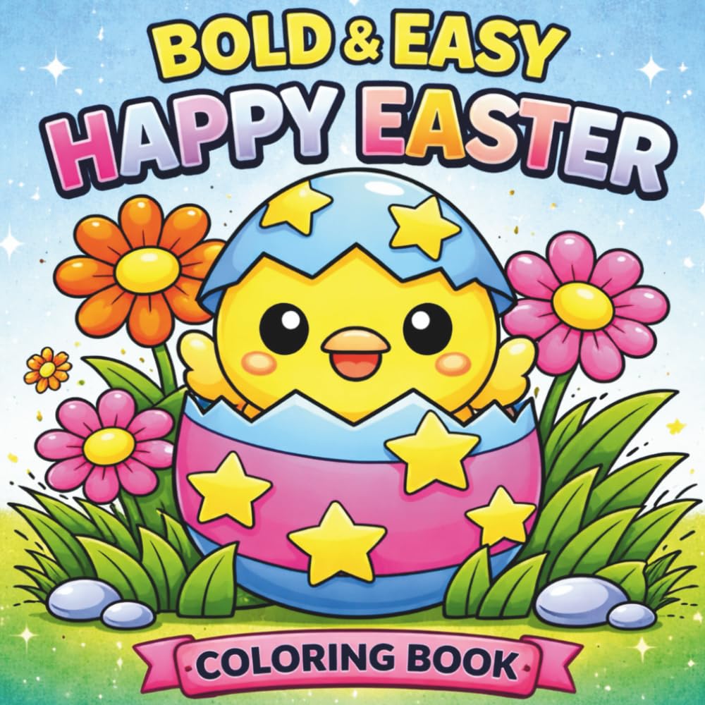 Happy Easter Coloring Book for Kids 4-8: Bold and Easy Happy Easter Designs for Toddlers and Preschoolers