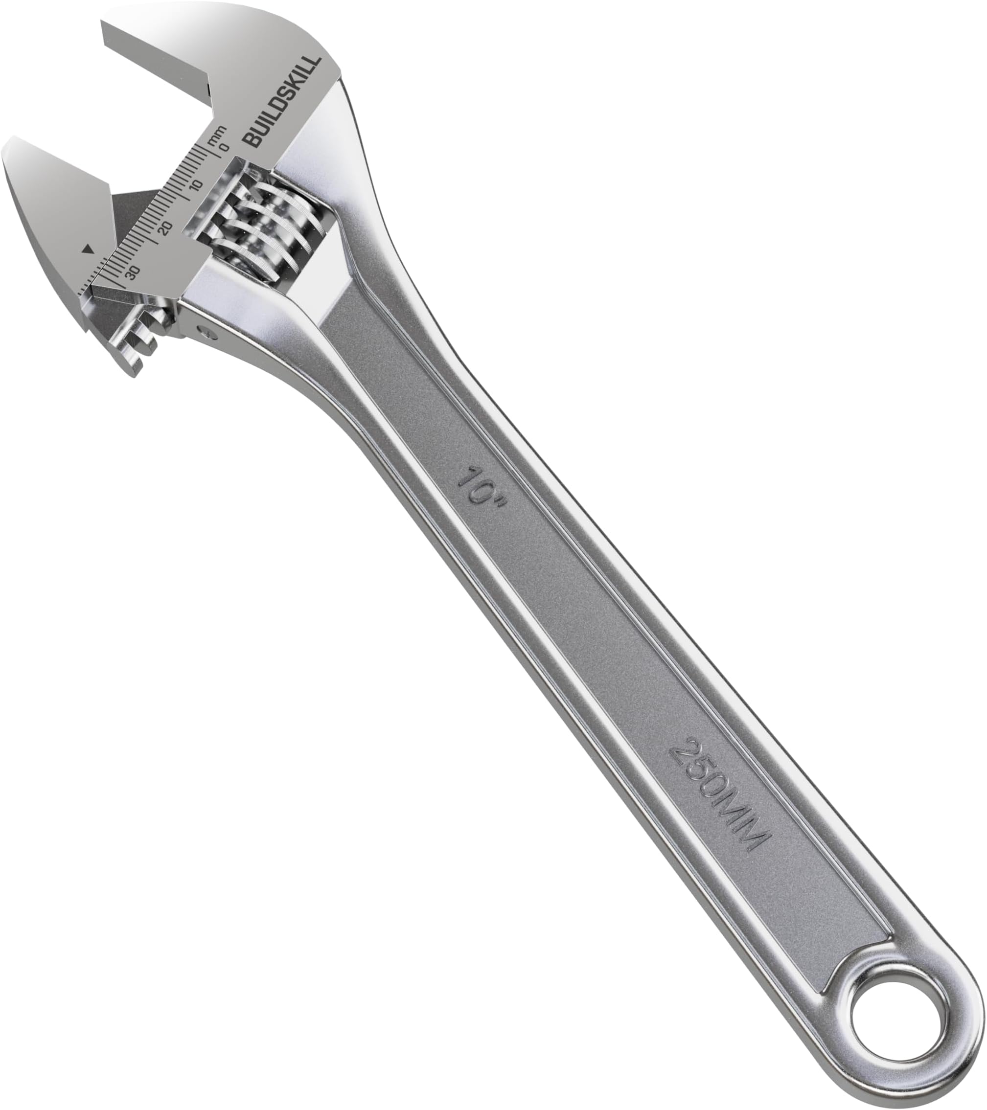 BUILDSKILL Adjustable Spanner 10" 250 mm, Easy Wrench & Spanner, Plumbing Tools, Adjustable Wrench for All Nut Sizes, Chrome Finish Coating, Lasered Scale (6 Months Warranty)
