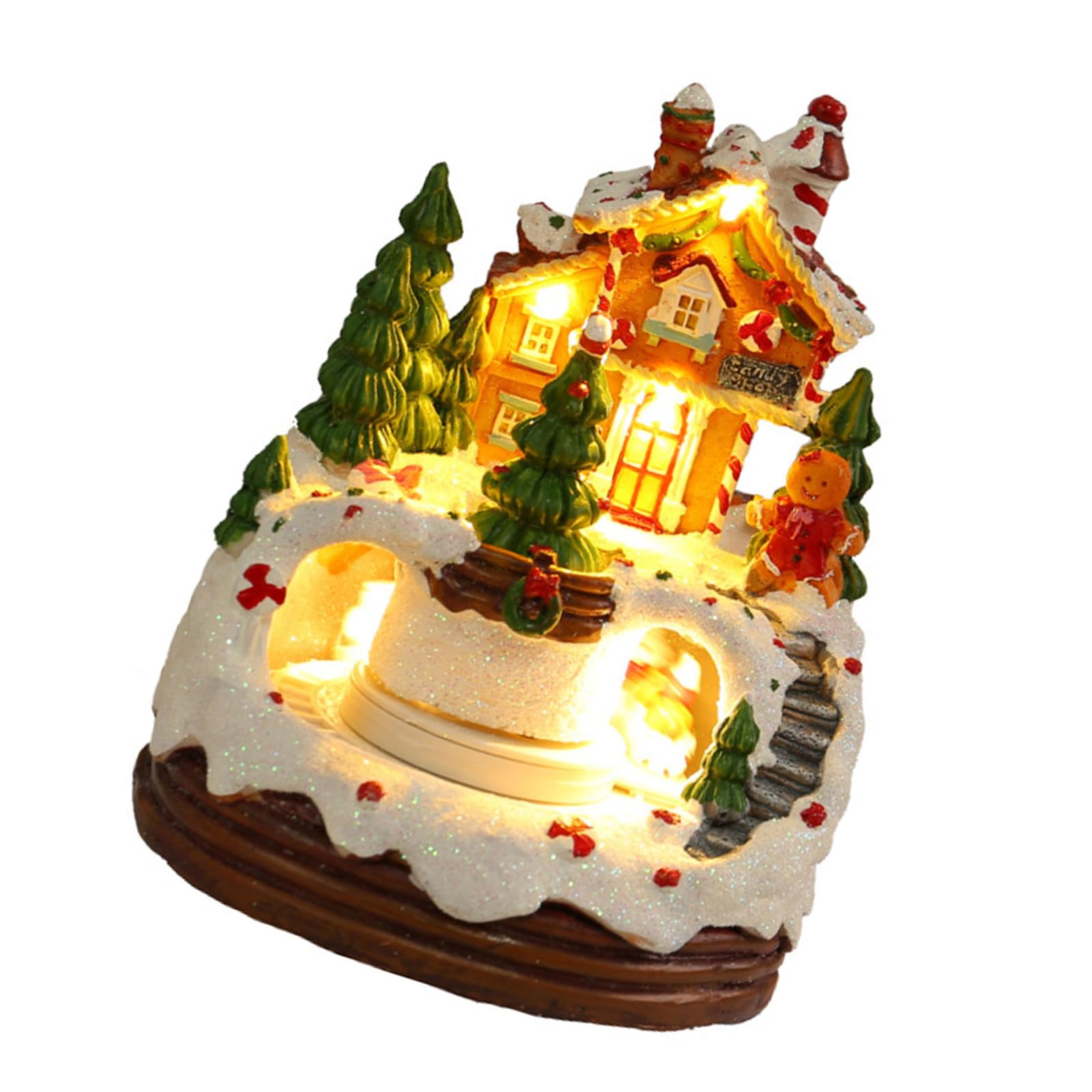 Casa luminosa in resina con musica deliziosa decorazione natalizia per uffici di famiglia e negozio decorazione da tavolo