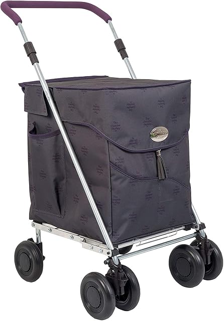 Sholley Deluxe Folding Shopping Trolley, 4/6 Wheels, Light, Strong & Stable, Aids Mobility for Shopping (Kensington, Regular)