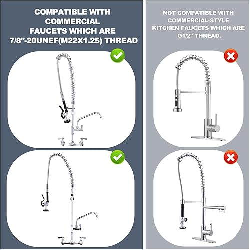 Miniatura 6 de iVIGA Manguera rociadora de grifo comercial de 45 pulgadas, manguera rociadora de preenjuague para grifo de fregadero de cocina comercial, kit de