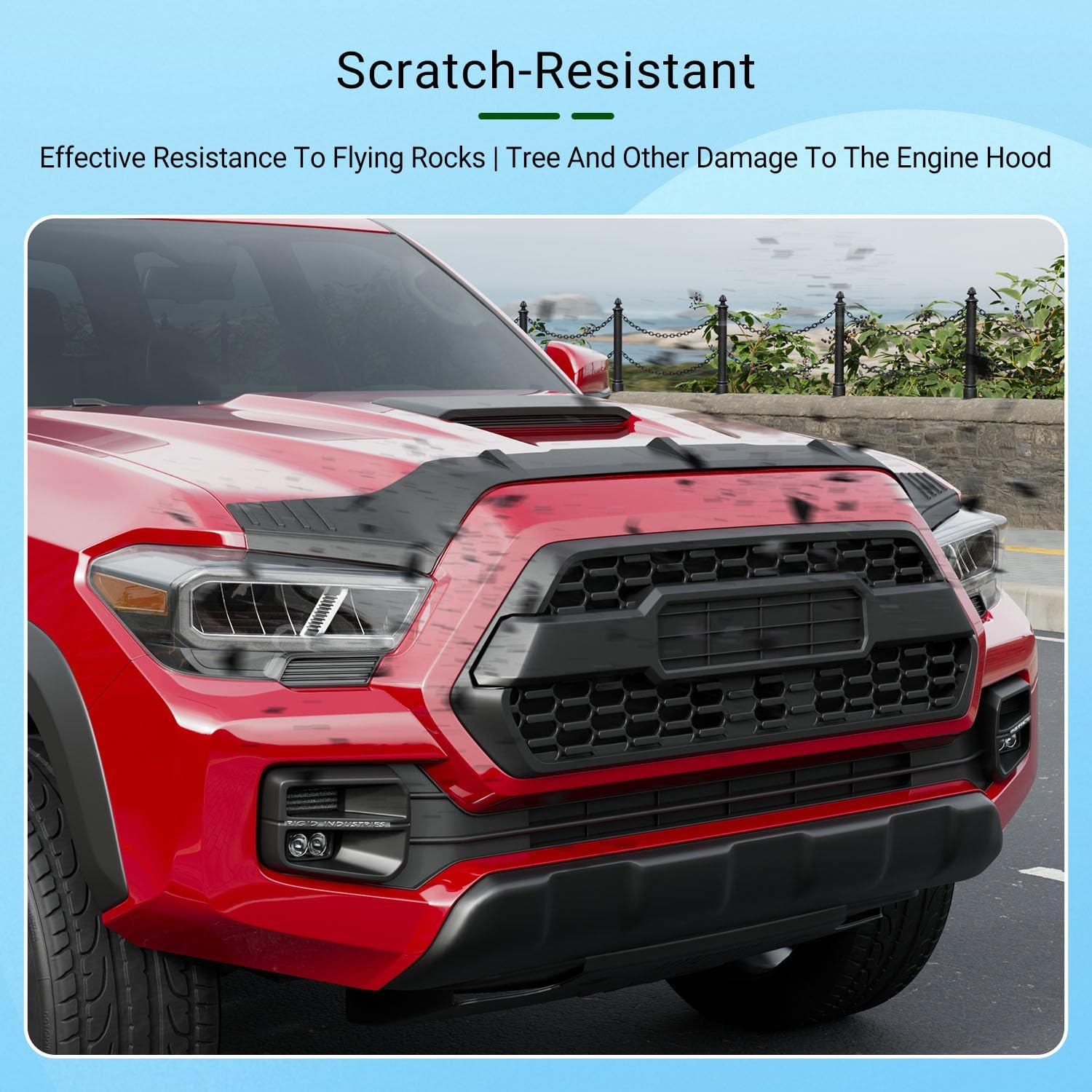 xipoqix Hood Deflector Compatible with 2016-2023 Toyota Tacoma Hood Protector Shield Upgraded TPE Replacement for 2016-2023 Toyota Tacoma Accessories