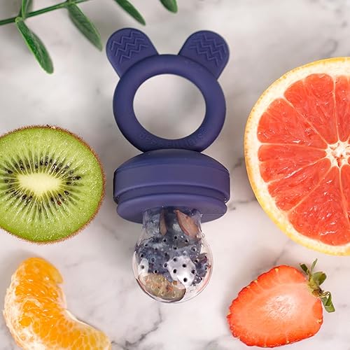 Miniatura 5 de Bessentials Chupetes para bebé con alimento de frutas frescas - Paquete de 2 unidades, alimentadores de malla de silicona para bebés, para