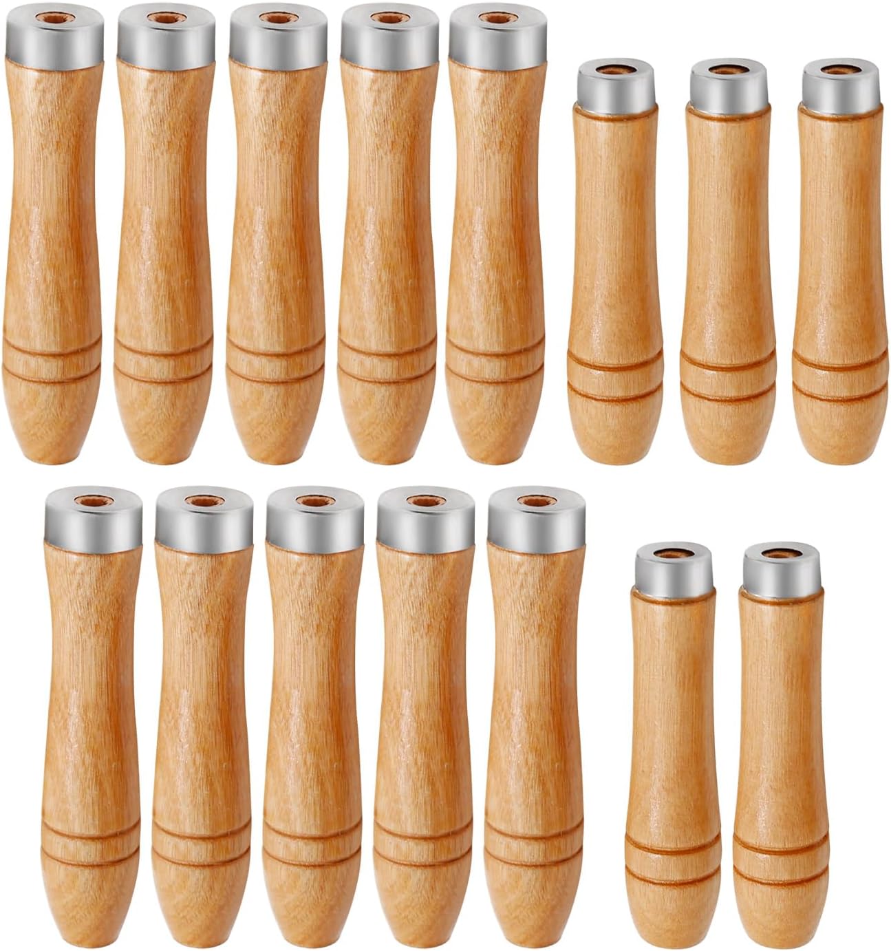 ZUDKSUYWood File15pcs Wooden File Special Handle Burr Free Steel File Round Hole Small Wooden Handle(Bore Diameter: 4mm+5mm+6mm 5pcs Each)