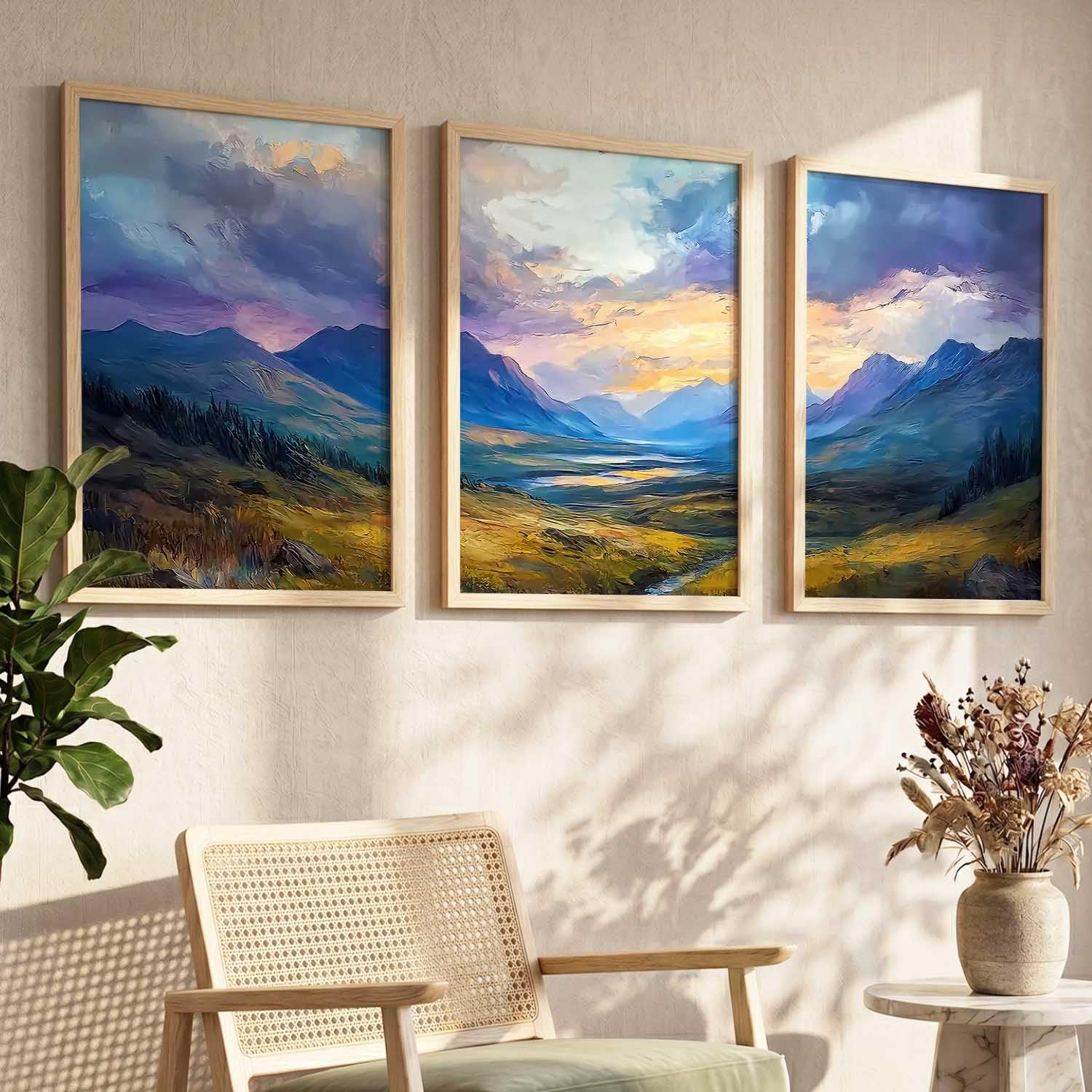 Mountain Wall Art Set - 3 Framed Paintings -18
