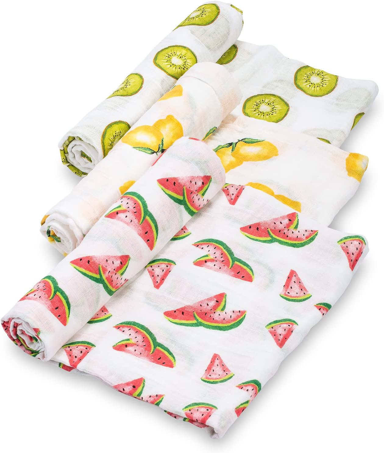 Muslin Swaddle Blanket set with fruit pattern