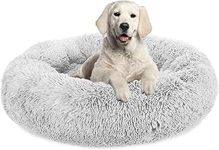 Plush Calming Dog Bed, Donut Dog Bed for Small Medium Large Dogs, Anti Anxiety Round Dog Bed, Soft Fuzzy Calming Bed for Dogs & Cats, Comfy Cat Bed, Marshmallow Cuddler Nest Calming Pet Bed