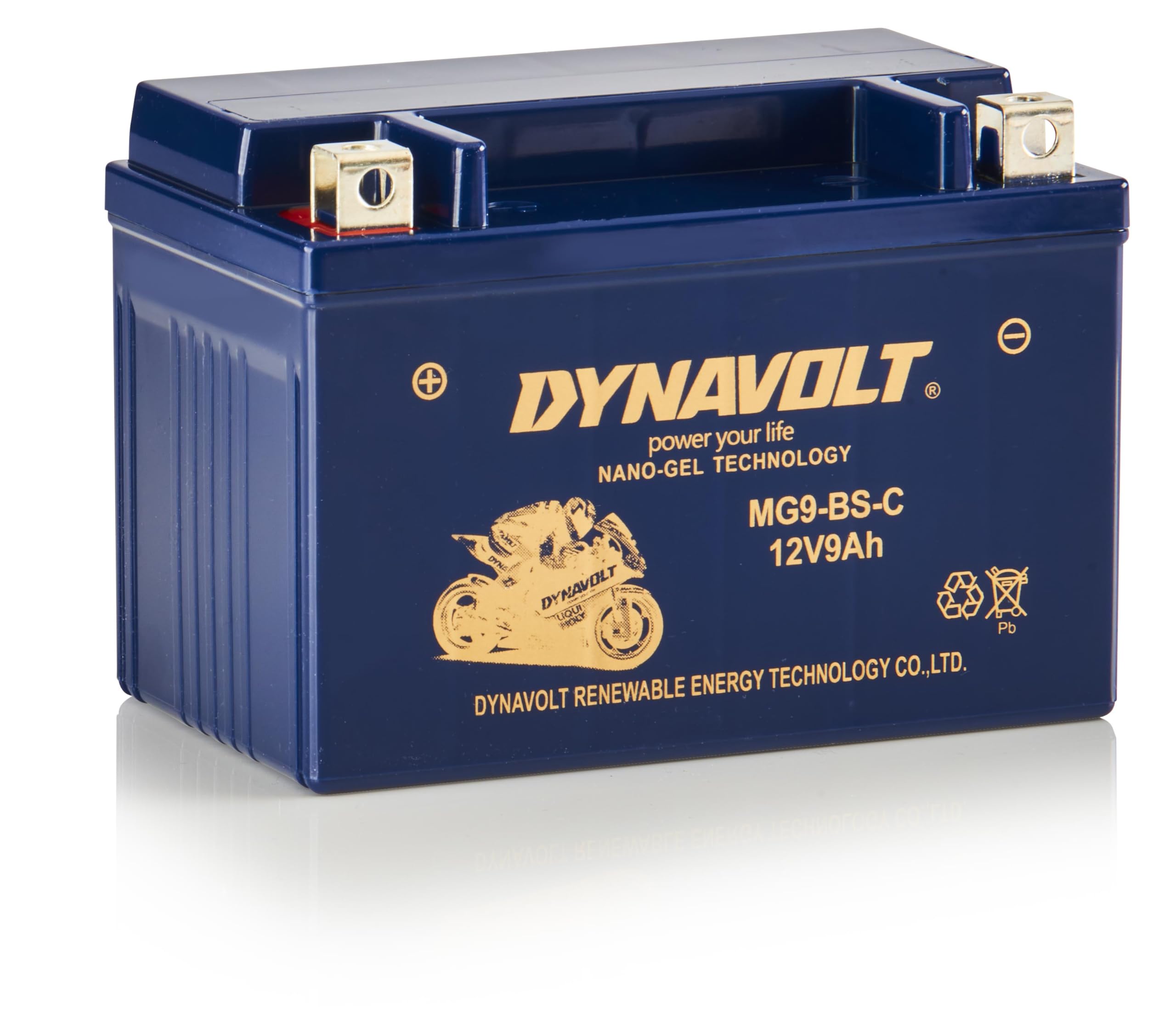 Batterie moto Dynavolt NANO-GEL MG9-BS-C 12V 9Ah 260A, remplace YTX9-BS, dimensions : 150x86x105mm, sans entretien et étanche Batterie moto gel