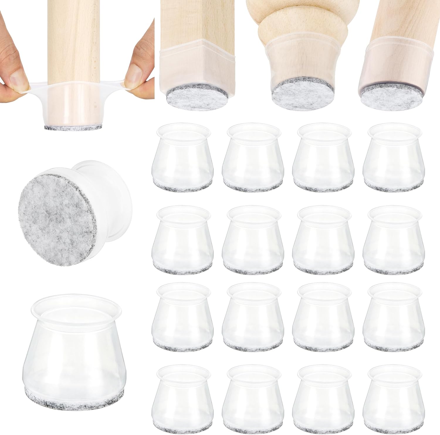 Aneaseit Chair Leg Floor Protectors 1 1/2" x 16 pcs Crystal Felt