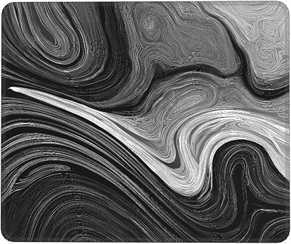 Black and White Topographic Map Gaming Mouse Pad Non-Slip Rubber Base Small Mousepad with Stitched Edges,Waterproof Washable Mouse Mat for Desk Home Office Gaming 7 x 8.6 in