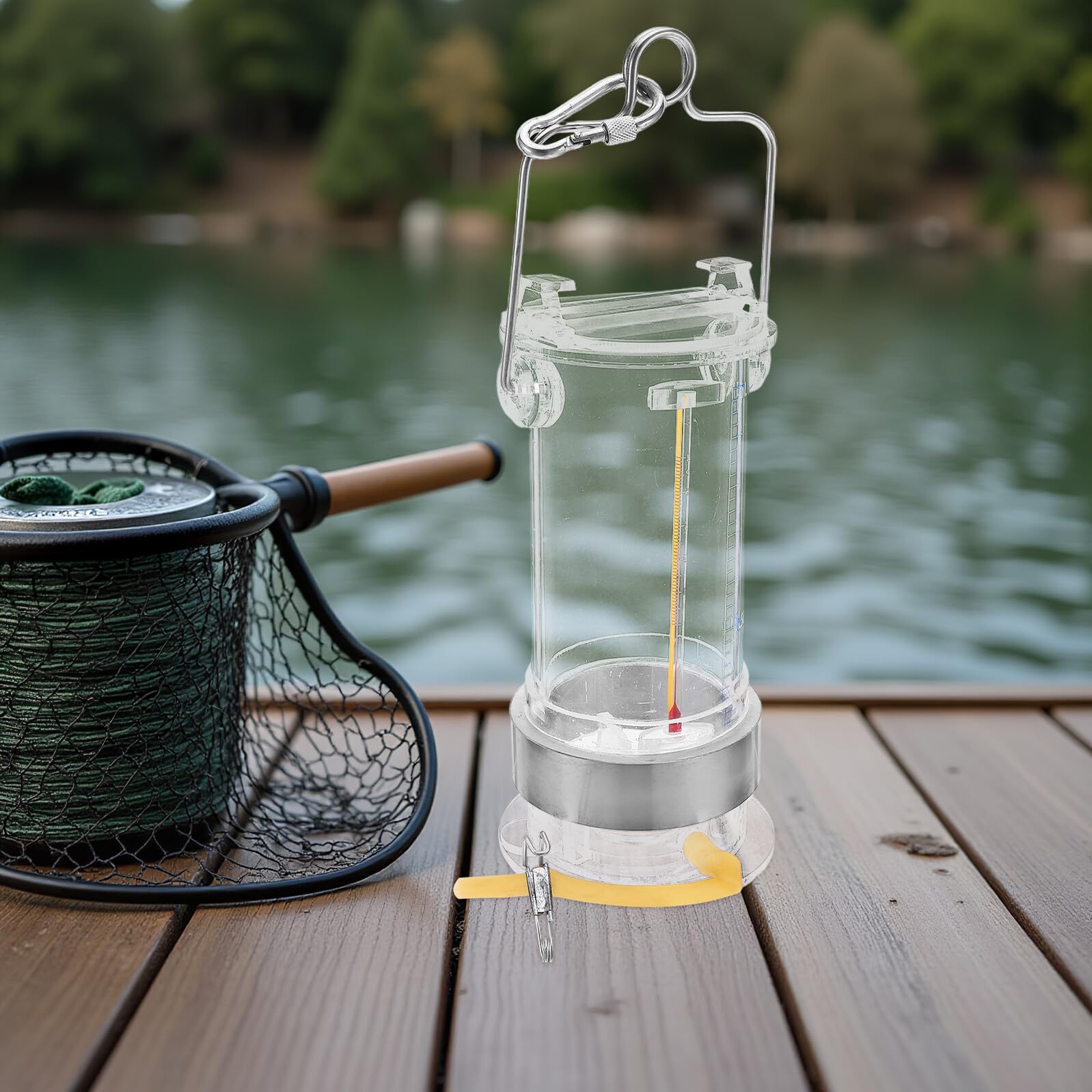 Zerodeko Muestreador de Agua Marina 1l de Acrílico Transparente Configuración de Acero Inoxidable, Equipo Científico Portátil para Muestreo de Aguas Profundas y Análisis de Color Aleatorio