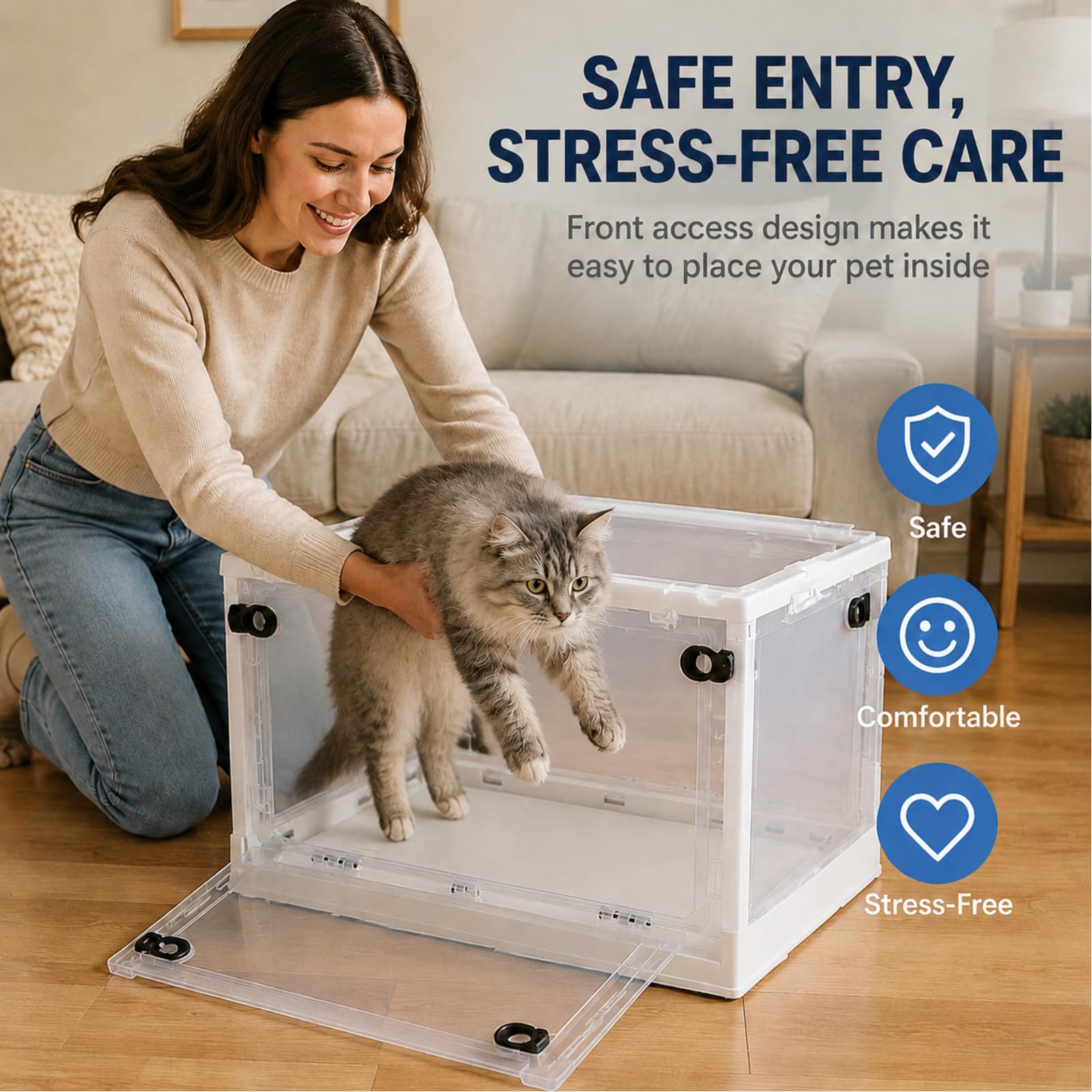 Caja de incubadora para cachorros, sistema de aire plegable para mascotas, sistema de incubación de oxígeno para perros y gatos, con nebulizador, 50 L, se adapta a gatitos de hasta 13 libras,
